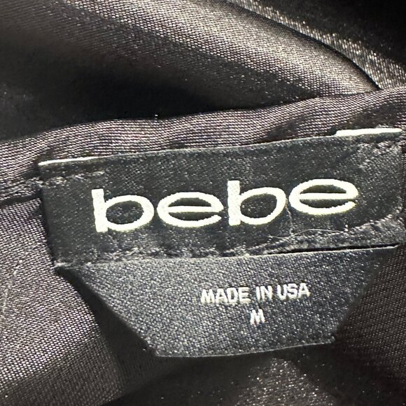 BEBE BLACK SATIN COWL NECK MIDI DRESS MEDIUM - Picture 4 of 5